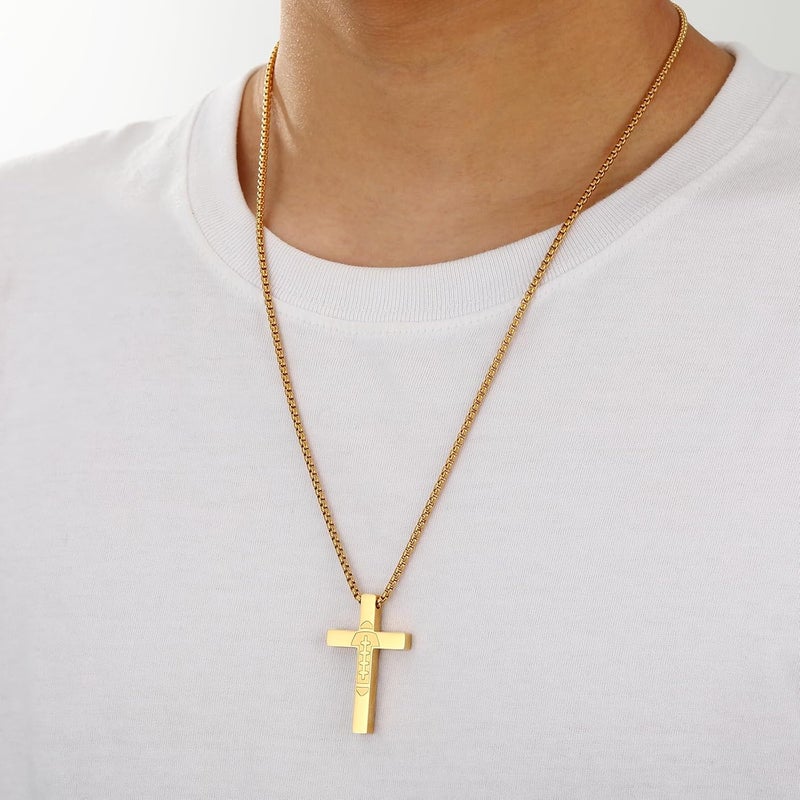 VULETO Football Cross Necklace for Boys Men, Stainless Steel Bible Verse Cross Pendant Chain Sports Gear Stuff Valentines Easter Christian Religious Jewelry Gifts for Teen Boys Kids - Image 2